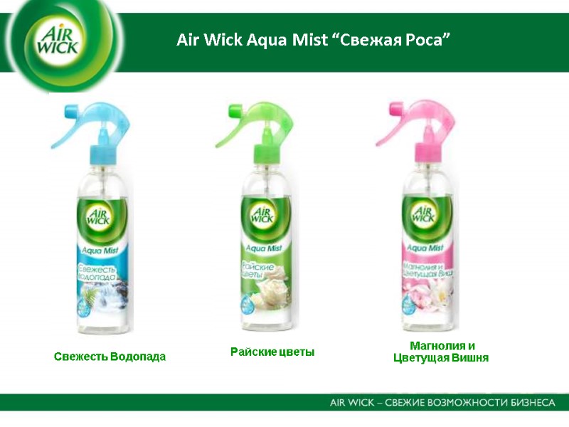 Air Wick Aqua Mist “Свежая Роса” Свежесть Водопада   Райские цветы  Магнолия